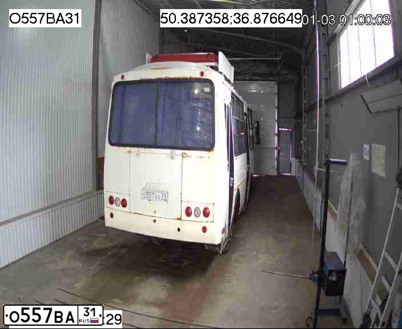 Фото автомобиля PAZ 3205, 2014 — госномер О557ВА31. Цвет: БЕЛЫЙ
