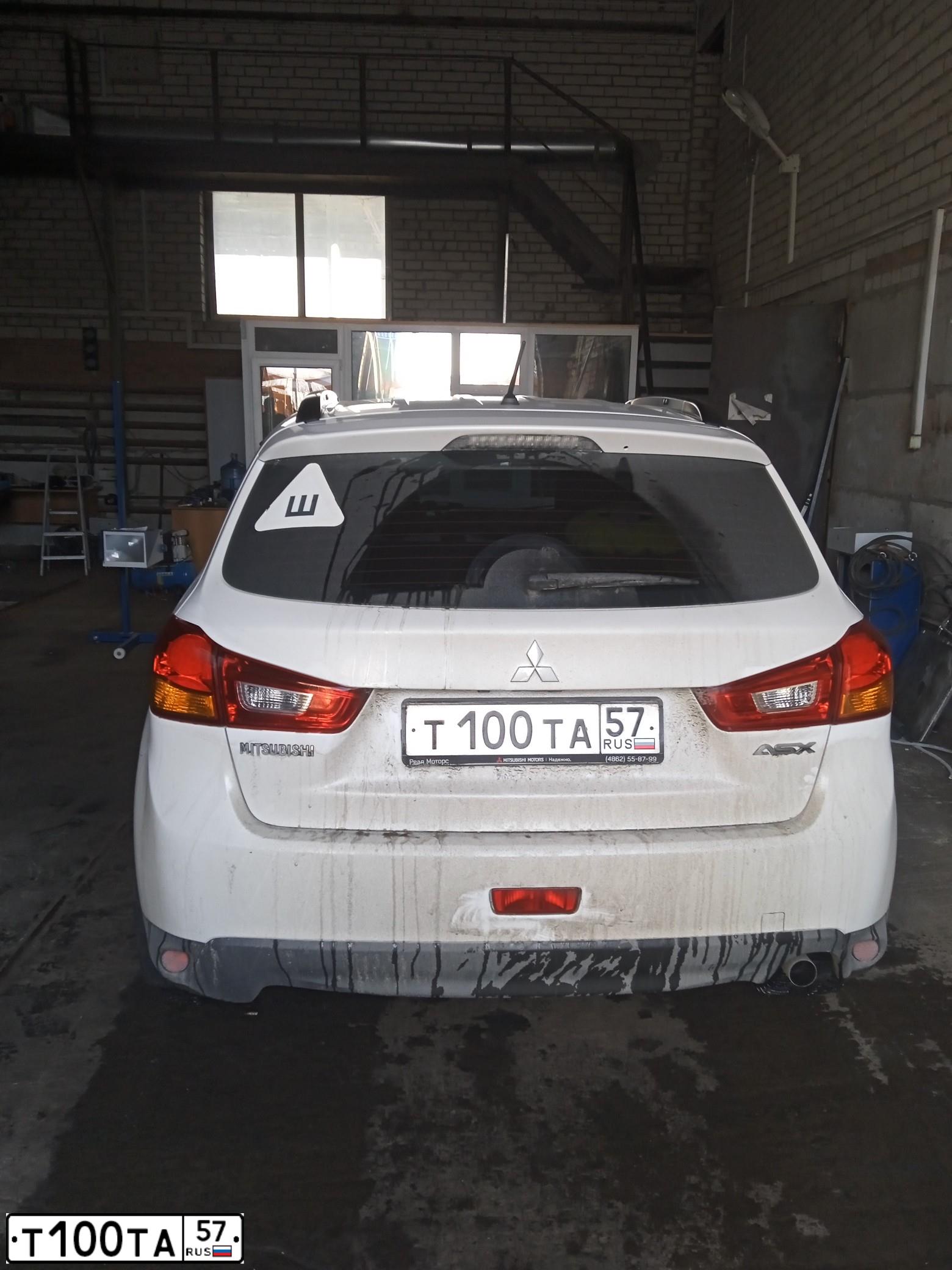 Фото автомобиля MITSUBISHI ASX, 2014 — госномер Т100ТА57. Цвет: БЕЛЫЙ