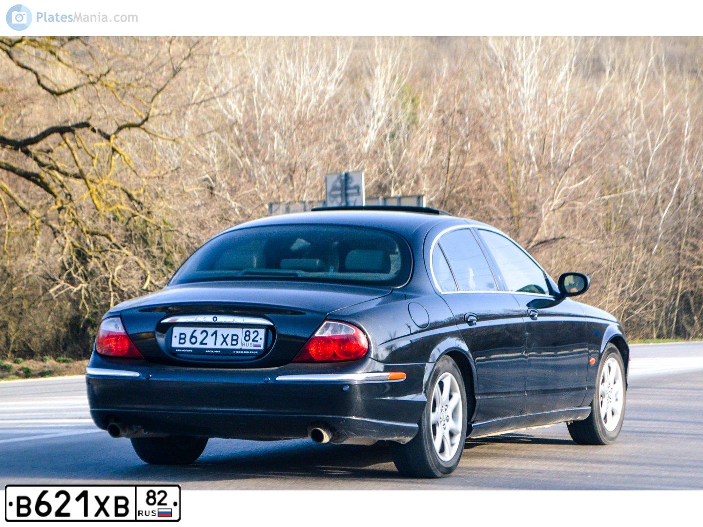 Фото автомобиля JAGUAR S-TYPE, 2003 — госномер В621ХВ82. Цвет: ЧЕРНЫЙ