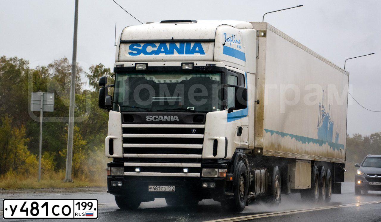 Фото автомобиля SCANIA SERIE R /4X2/, 2000 — госномер У481СО199. Цвет: Белый