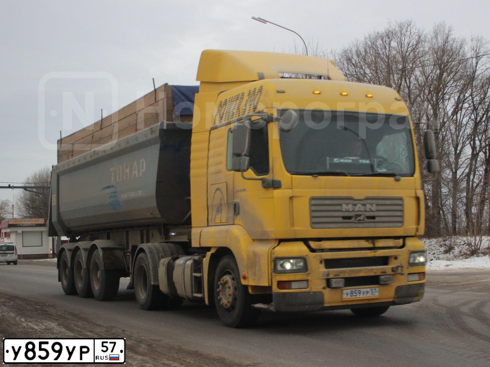 Фото автомобиля MAN TGA 18.XXX /4X2/, 2007 — госномер Р346ХК71. Цвет: ЖЁЛТЫЙ