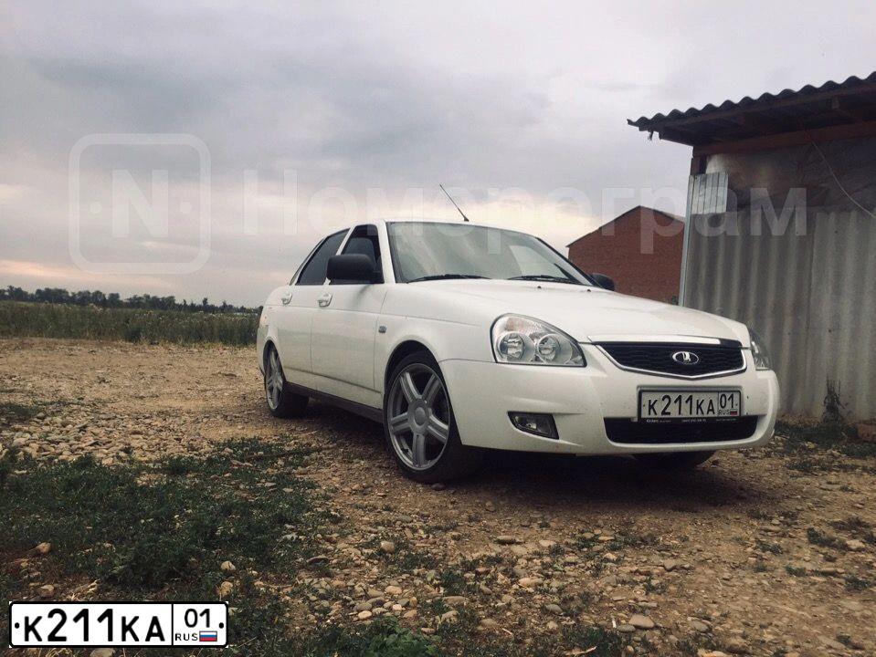 Фото автомобиля LADA 2170 PRIORA, 2017 — госномер К211КА01. Цвет: Белый