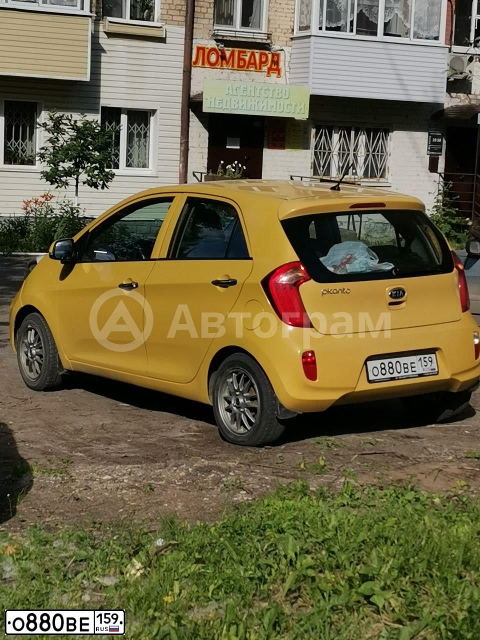 Фото автомобиля KIA PICANTO / MORNING, 2011 — госномер О880ВЕ159. Цвет: МЕДОВЫЙ