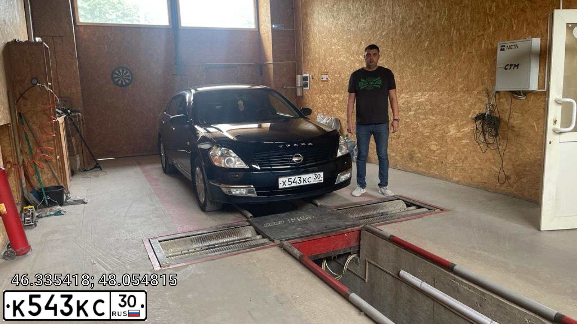 Фото автомобиля NISSAN TEANA, 2007 — госномер Х543КС30. Цвет: ЧЕРНЫЙ