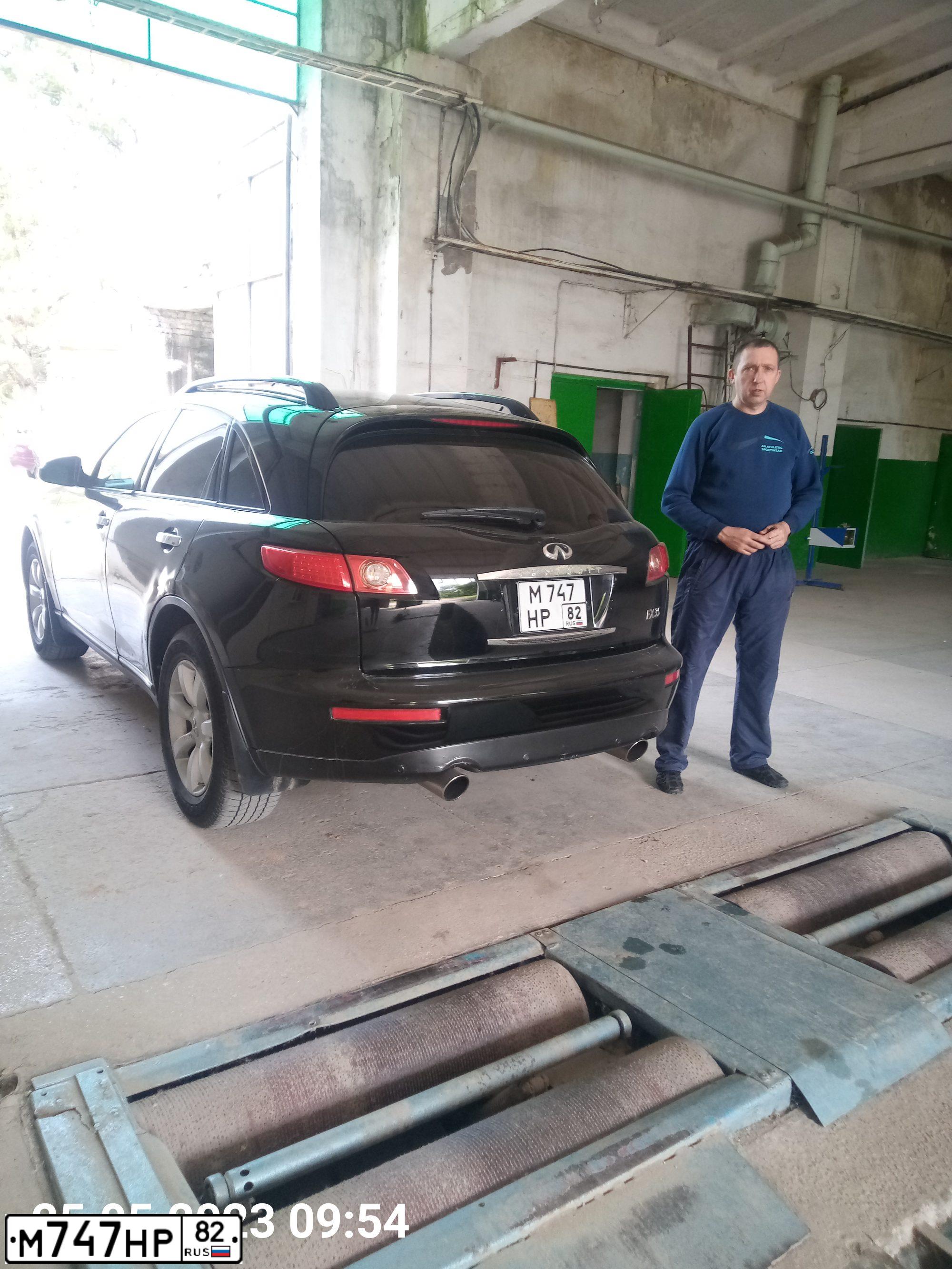 Фото автомобиля INFINITI QX70 /FX/, 2005 — госномер М747НР82. Цвет: ЧЕРНЫЙ