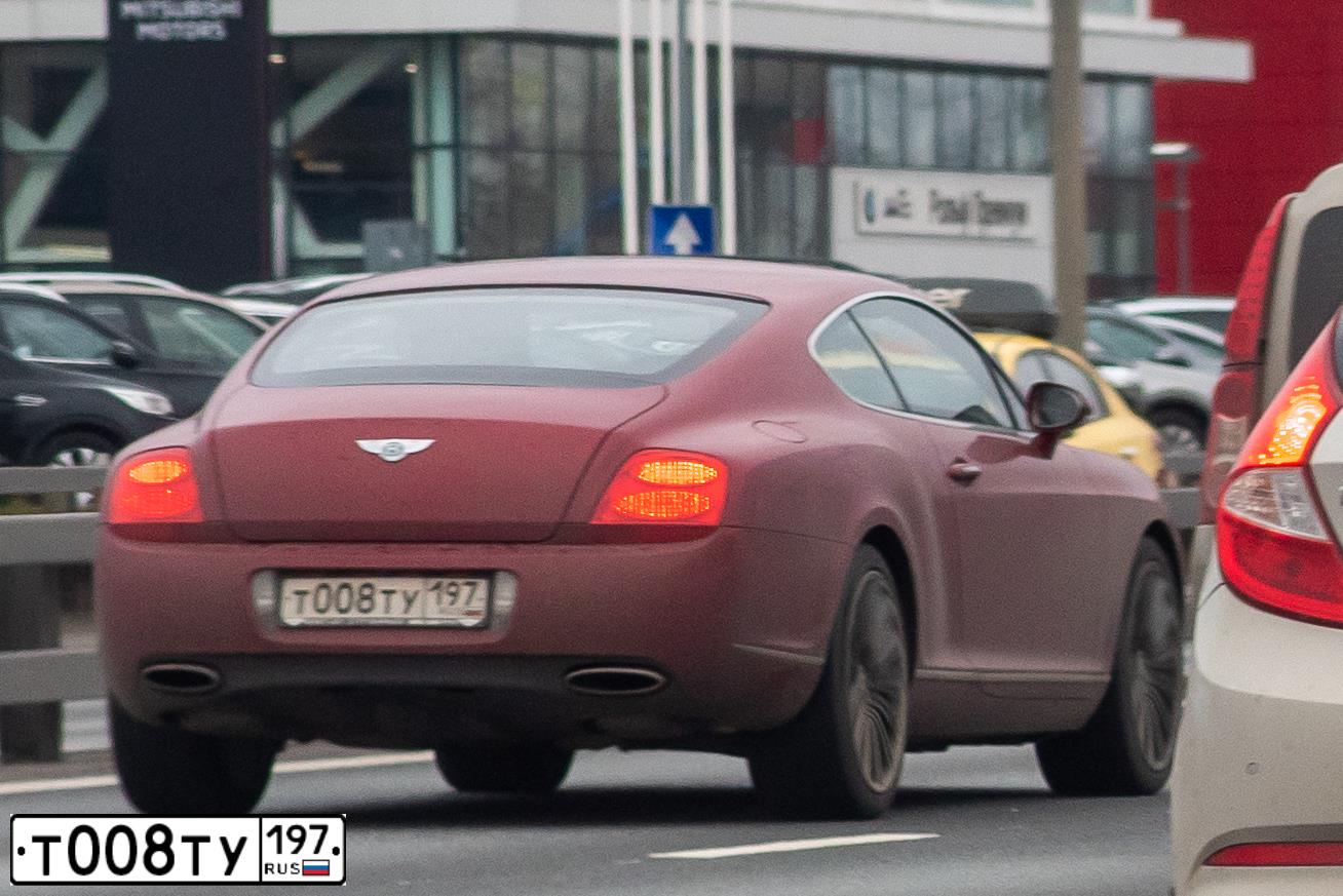 Фото автомобиля BENTLEY CONTINENTAL, 2008 — госномер Т008ТУ197. Цвет: КРАСНЫЙ