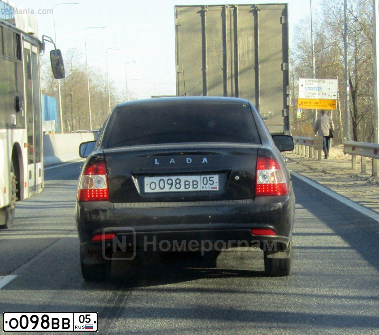 Фото автомобиля LADA 2170 PRIORA, 2014 — госномер О098ВВ05. Цвет: ЧЕРНЫЙ