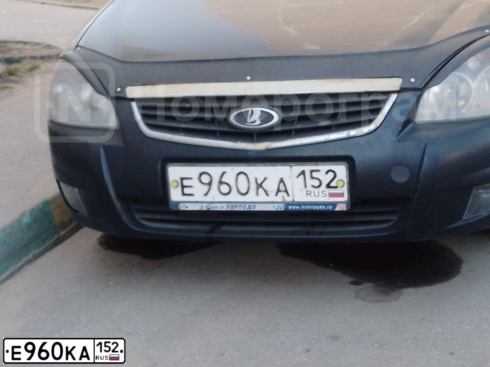 Фото автомобиля LADA 2170 PRIORA, 2011 — госномер Е960КА152. Цвет: СИНЕ-ЧЕРНЫЙ