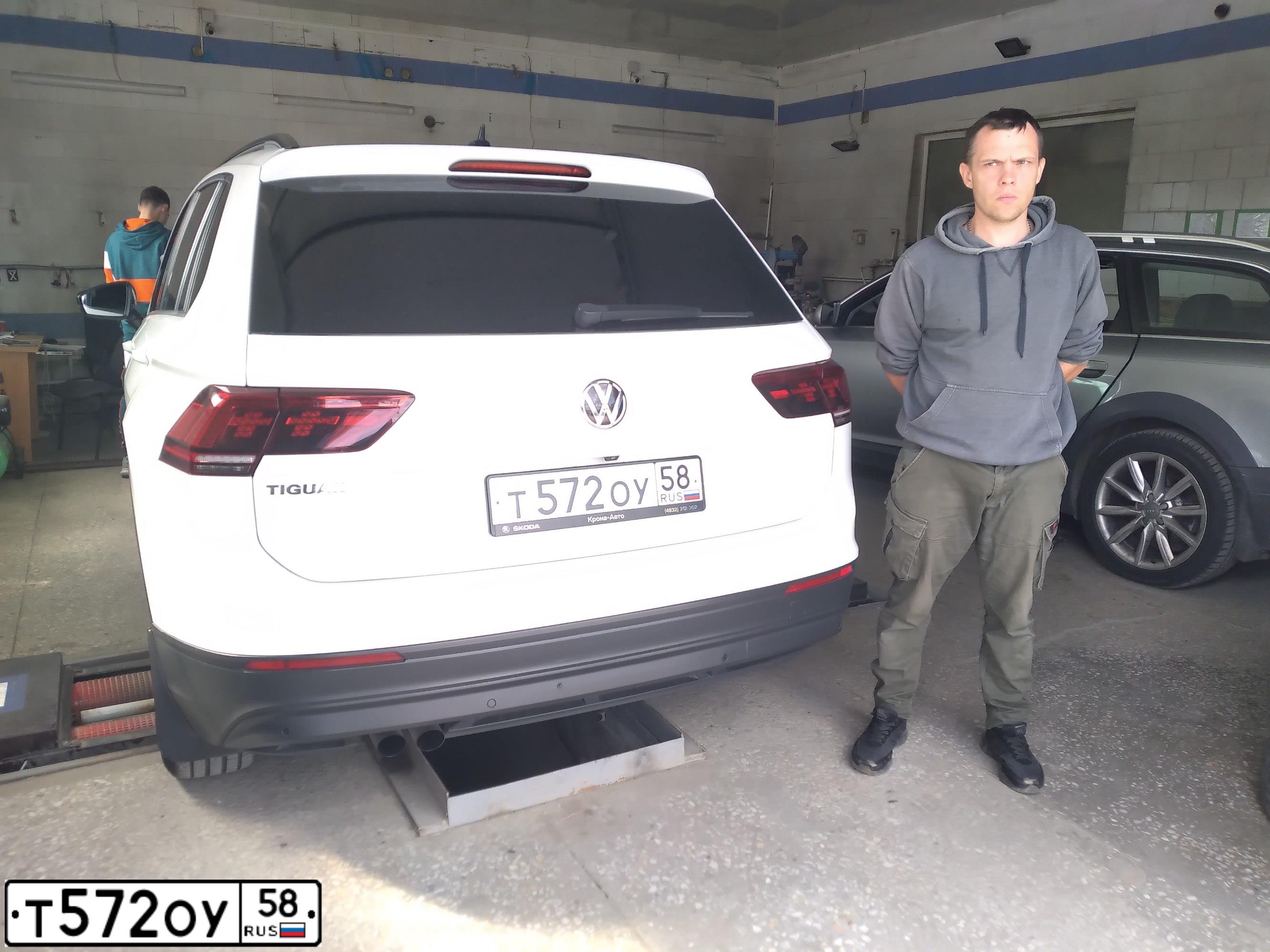 Фото автомобиля VOLKSWAGEN TIGUAN, 2019 — госномер Т310НА58. Цвет: Белый