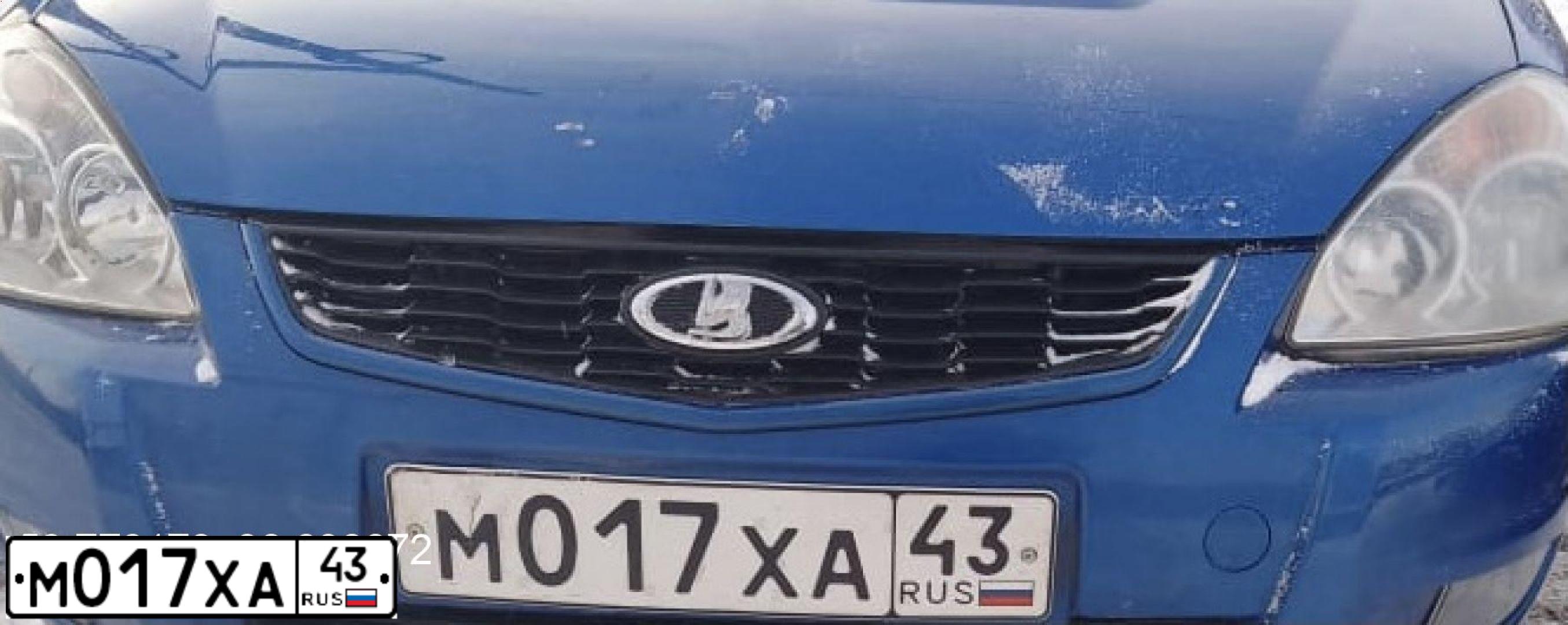 Фото автомобиля LADA 2172 PRIORA, 2008 — госномер М017ХА43. Цвет: синий