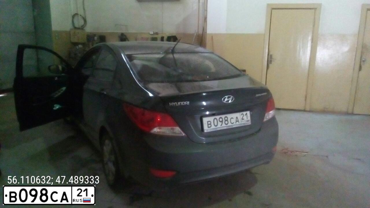 Фото автомобиля HYUNDAI SOLARIS, 2012 — госномер К794ТХ21. Цвет: ЧЕРНЫЙ