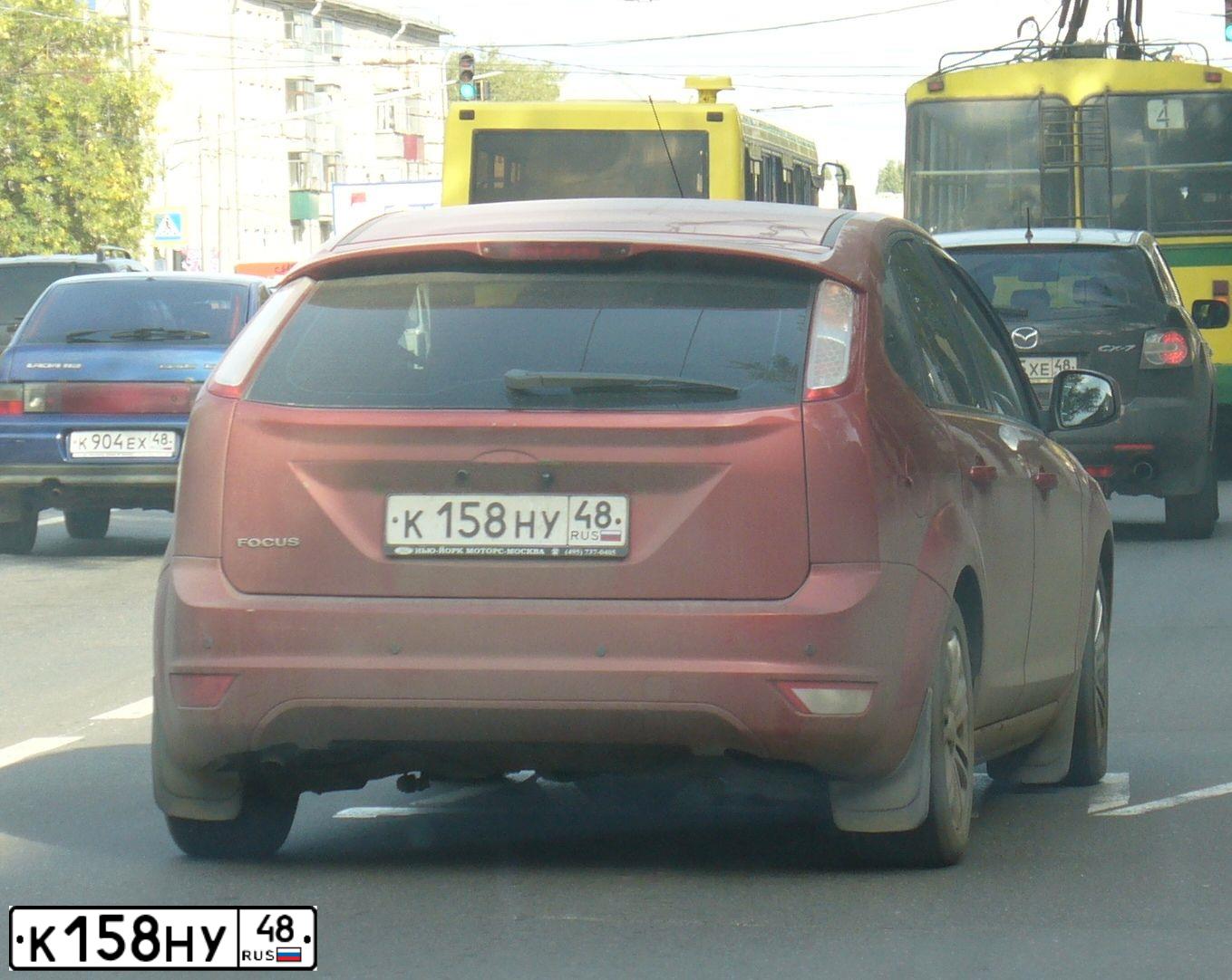 Фото автомобиля FORD FOCUS, 2008 — госномер О759СР68. Цвет: ТЕМНО-КРАСНЫЙ