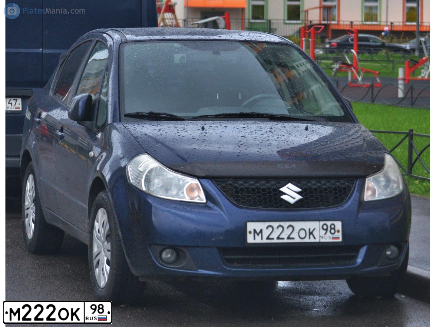 Фото автомобиля SUZUKI SX 4, 2007 — госномер М222ОК98. Цвет: СИНИЙ