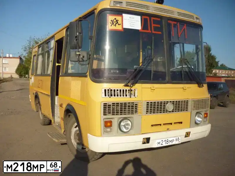 Фото автомобиля PAZ 3205, 2010 — госномер М218МР68. Цвет: ЖЕЛТЫЙ