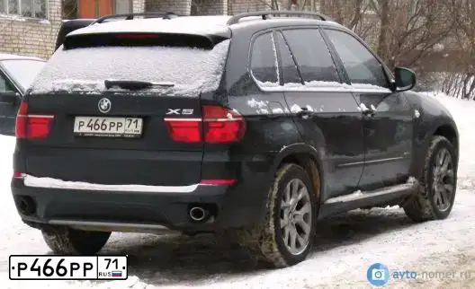 Фото автомобиля BMW X5, 2011 — госномер Р466РР71. Цвет: ЧЕРНЫЙ