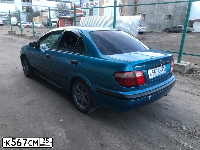 Фото автомобиля NISSAN ALMERA, 2001 — госномер К567СМ35. Цвет: СИНИЙ