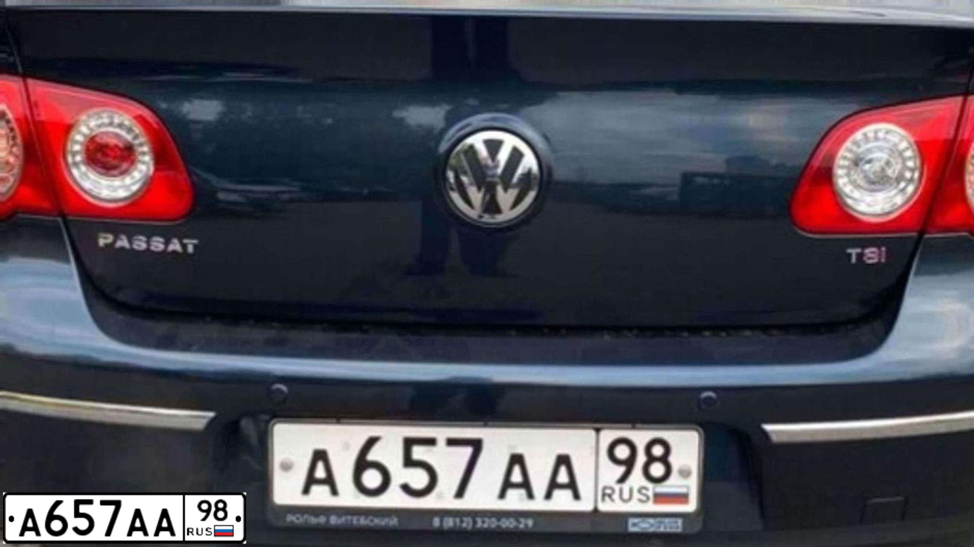 Фото автомобиля VOLKSWAGEN PASSAT, 2008 — госномер А657АА98. Цвет: СЕРО-СИНИЙ