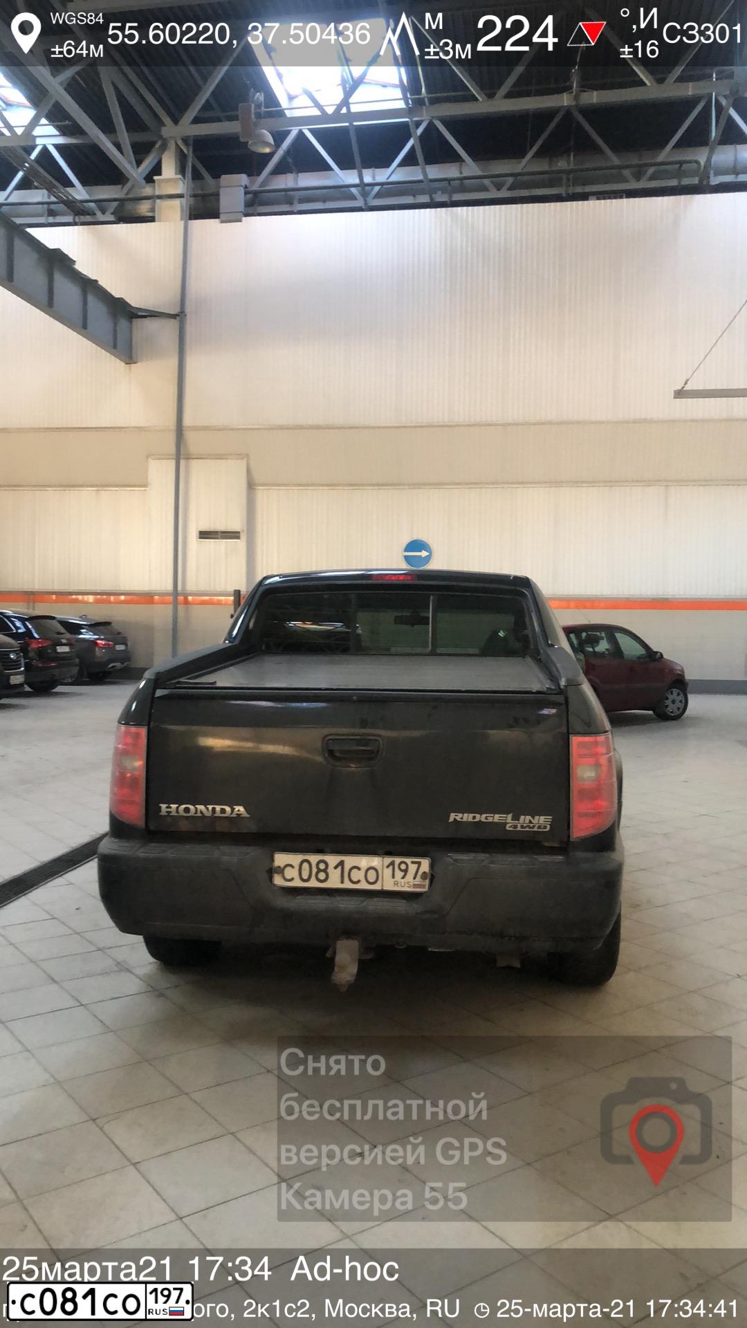 Фото автомобиля HONDA RIDGELINE, 2010 — госномер С081СО197. Цвет: ЧЕРНЫЙ