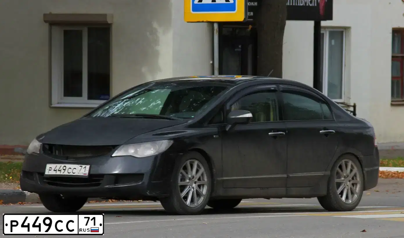 Фото автомобиля HONDA CIVIC, 2007 — госномер Р449СС71. Цвет: ЧЕРНЫЙ