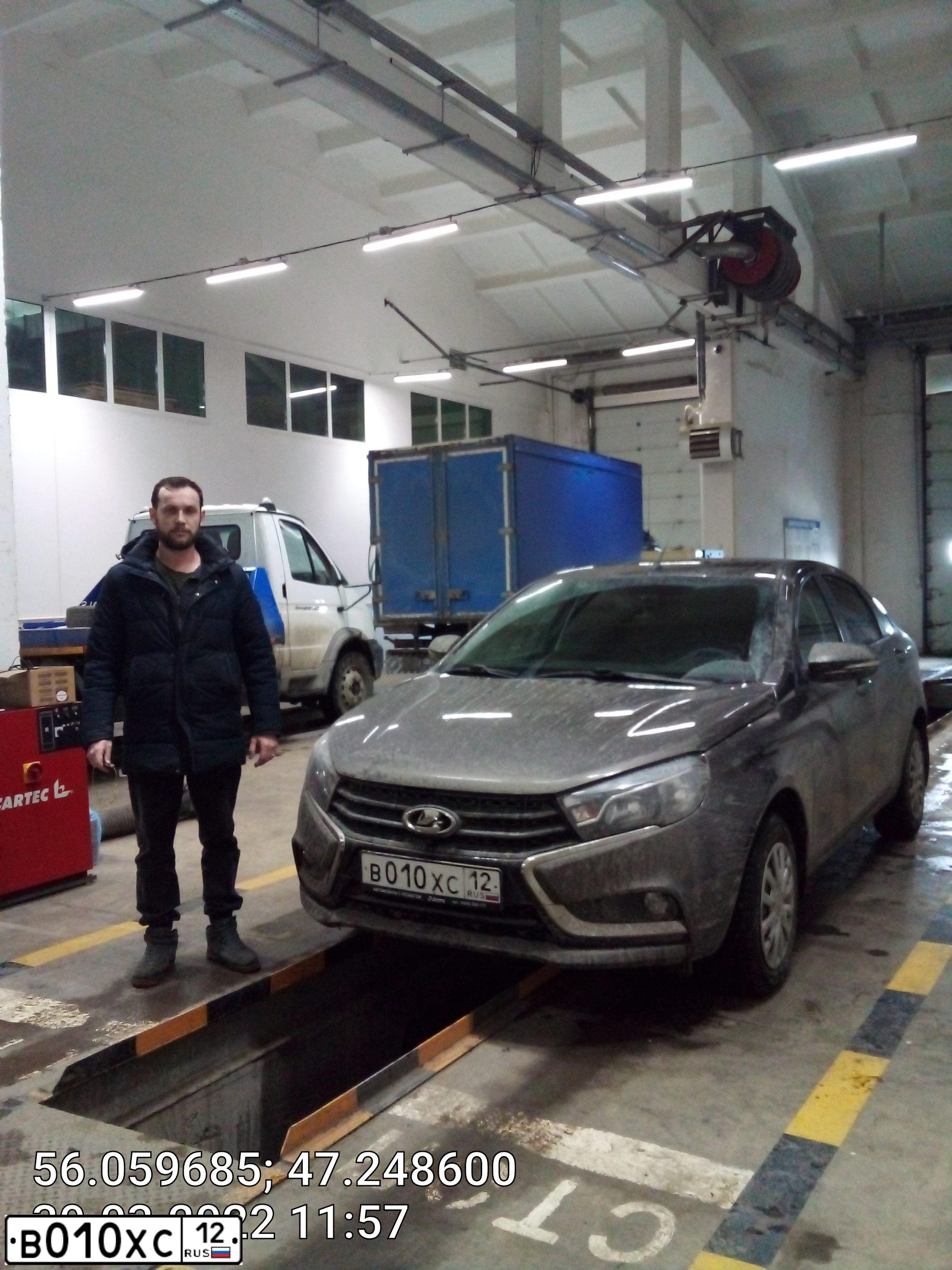 Фото автомобиля LADA VESTA, 2018 — госномер М077КЕ21. Цвет: Коричневый