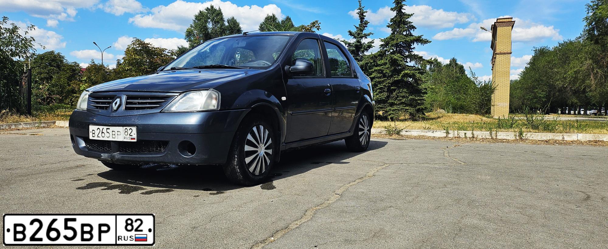 Фото автомобиля RENAULT LOGAN, 2007 — госномер В265ВР82. Цвет: ТЕМНО-СЕРЫЙ