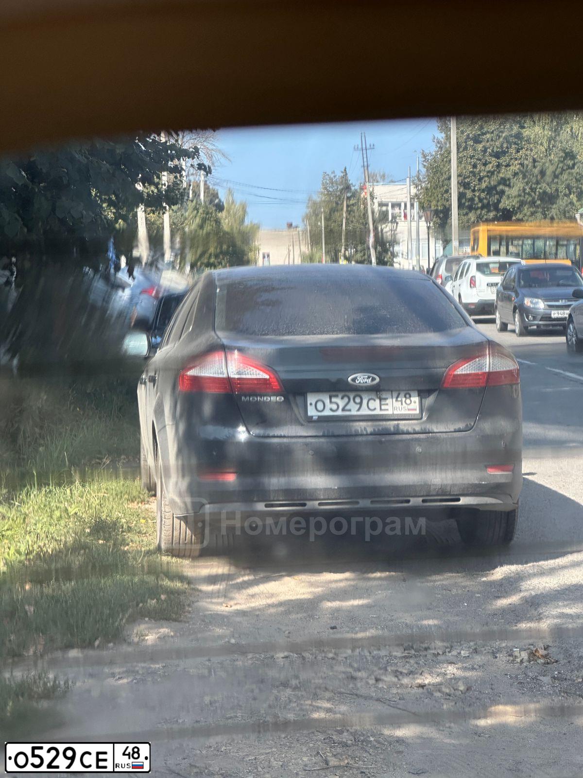 Фото автомобиля FORD MONDEO, 2008 — госномер О529СЕ48. Цвет: ЧЕРНЫЙ