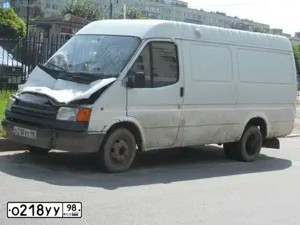Фото автомобиля FORD TRANSIT, 1989 — госномер О218УУ98. Цвет: БЕЛЫЙ