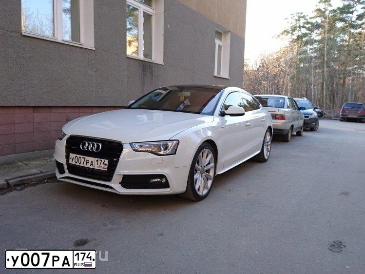 Фото автомобиля AUDI A5, 2013 — госномер Е100ОР196. Цвет: БЕЛЫЙ