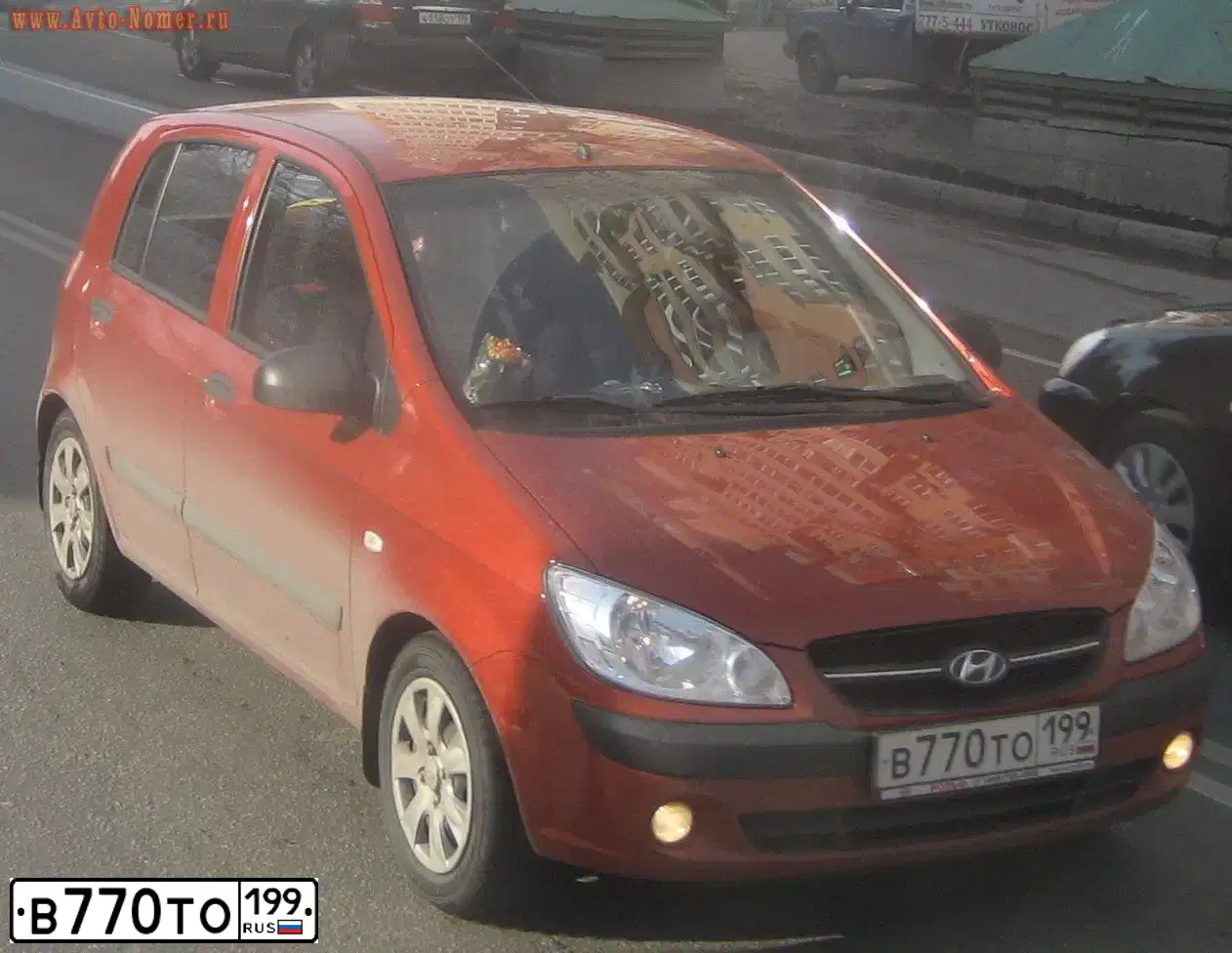 Фото автомобиля HYUNDAI GETZ, 2008 — госномер В770ТО199. Цвет: КРАСНЫЙ
