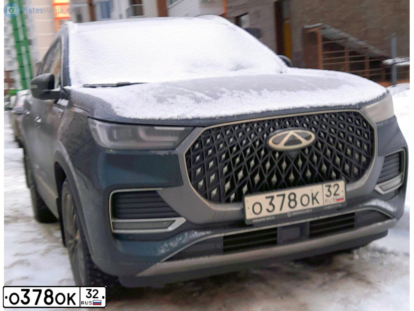Фото автомобиля CHERY TIGGO8 PRO MAX, 2023 — госномер О378ОК32. Цвет: ЗЕЛЕНЫЙ