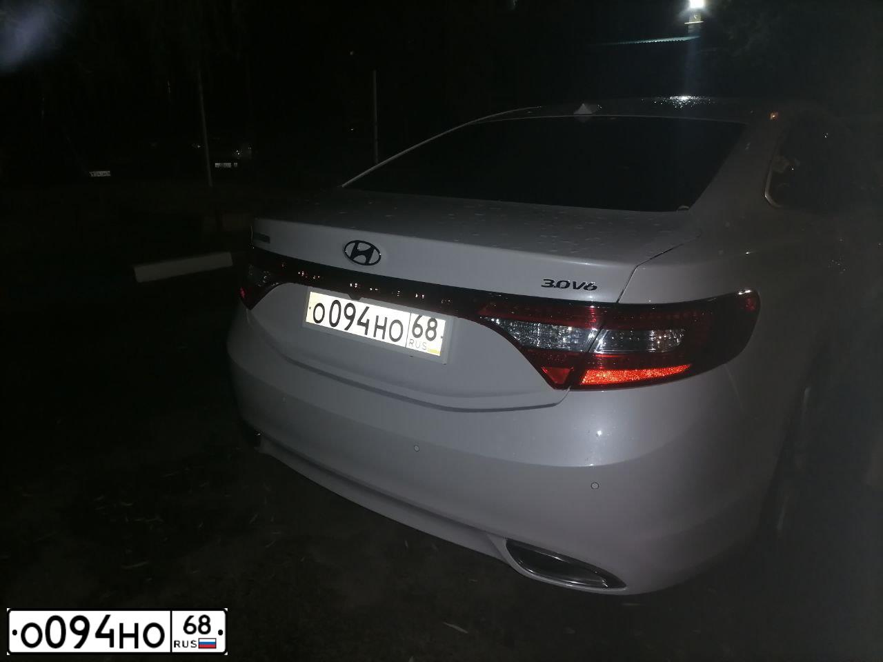 Фото автомобиля HYUNDAI GRANDEUR, 2013 — госномер О094НО68. Цвет: Белый