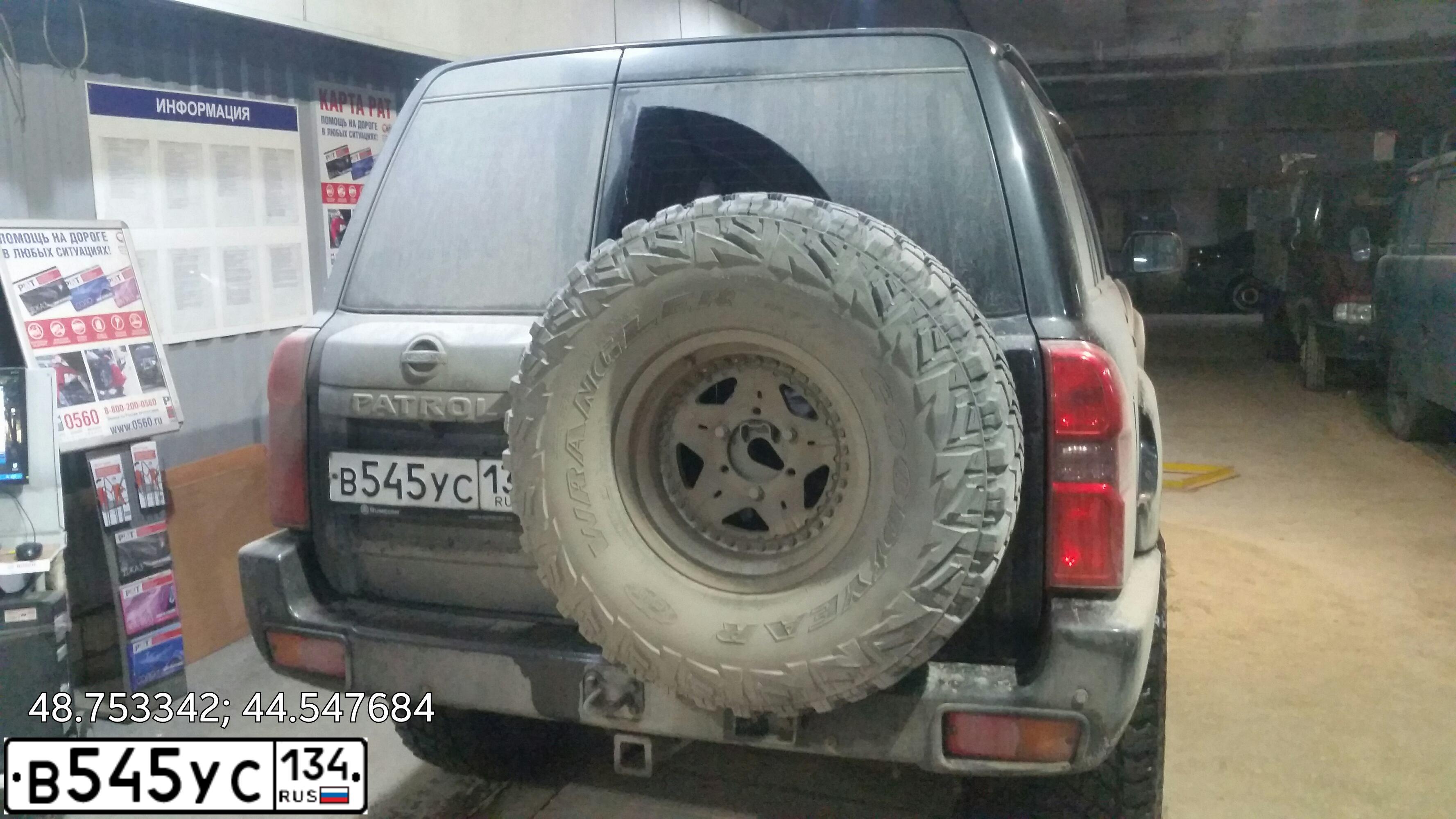Фото автомобиля NISSAN PATROL, 2008 — госномер В545УС134. Цвет: ЧЕРНЫЙ