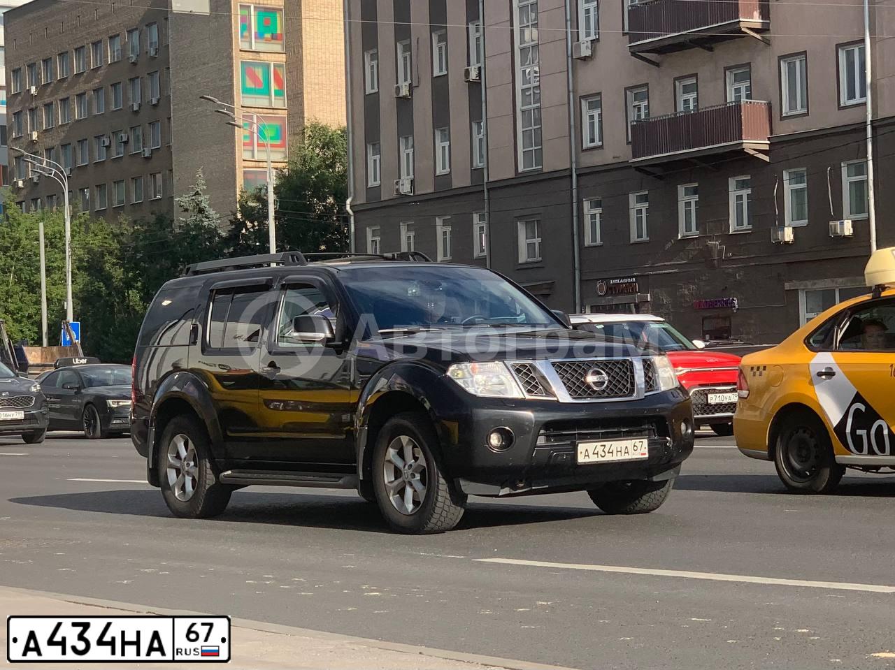 Фото автомобиля NISSAN PATHFINDER, 2011 — госномер А434НА67. Цвет: ЧЕРНЫЙ
