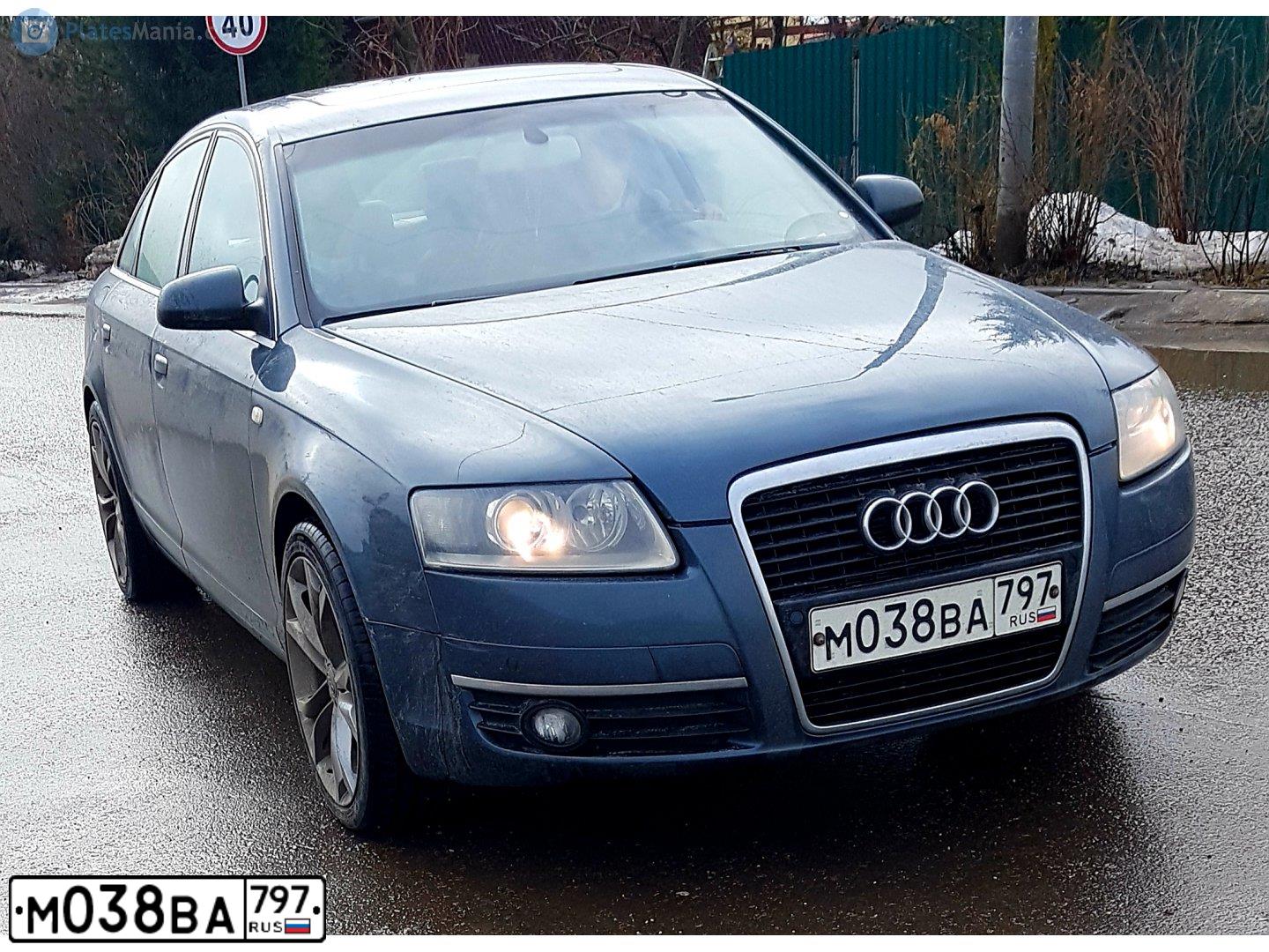 Фото автомобиля AUDI A6, 2007 — госномер М038ВА797. Цвет: СЕРО-СИНИЙ