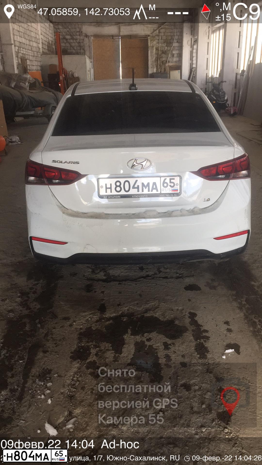 Фото автомобиля HYUNDAI SOLARIS, 2019 — госномер Н804МА65. Цвет: Белый