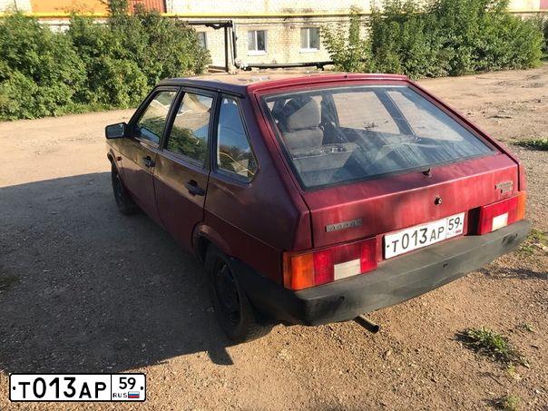 Фото автомобиля LADA 2109 SAMARA, 2000 — госномер Т013АР59. Цвет: СИНЕ-ЗЕЛЕНЫЙ