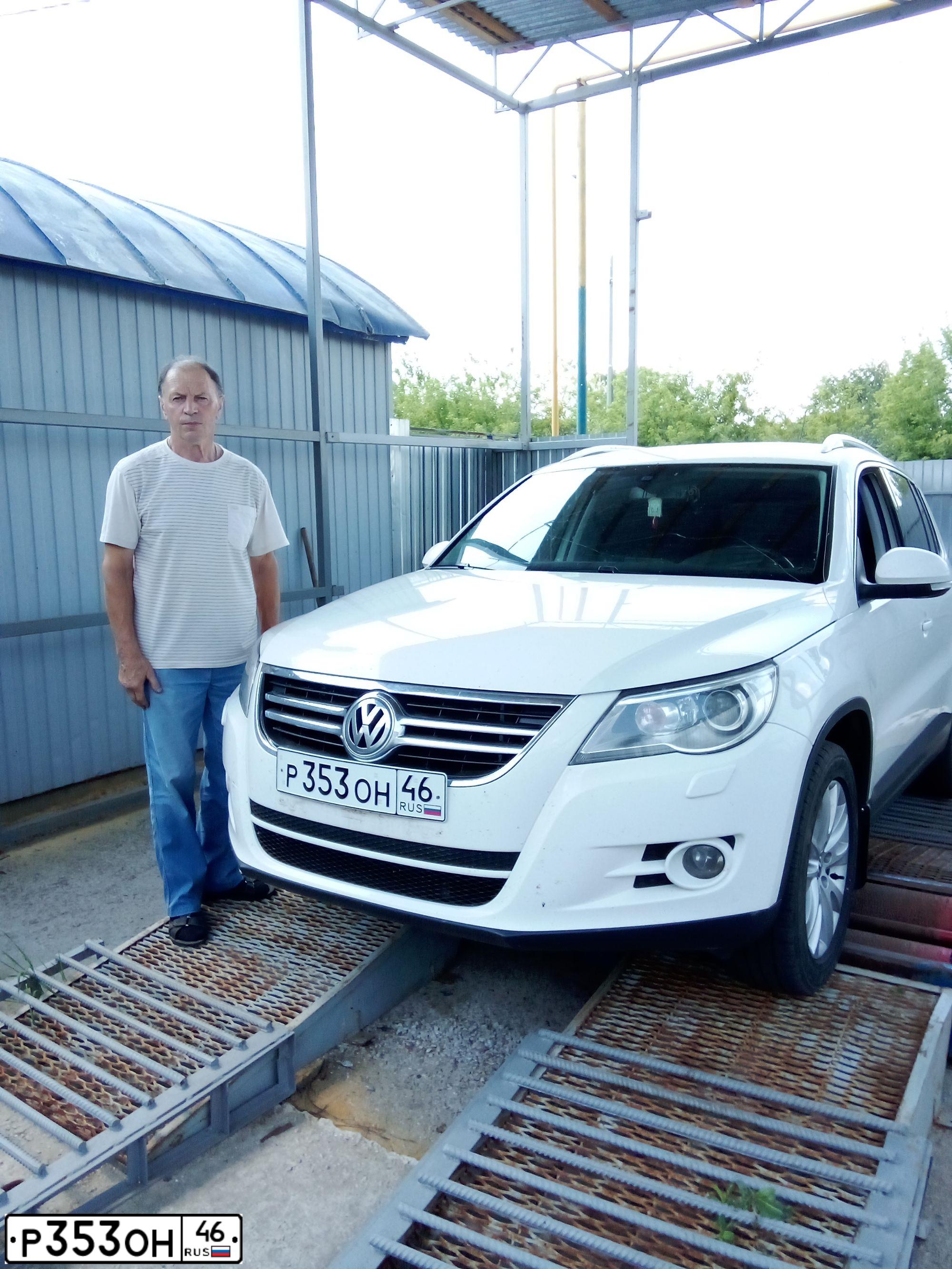 Фото автомобиля VOLKSWAGEN TIGUAN, 2008 — госномер Р353ОН46. Цвет: Белый