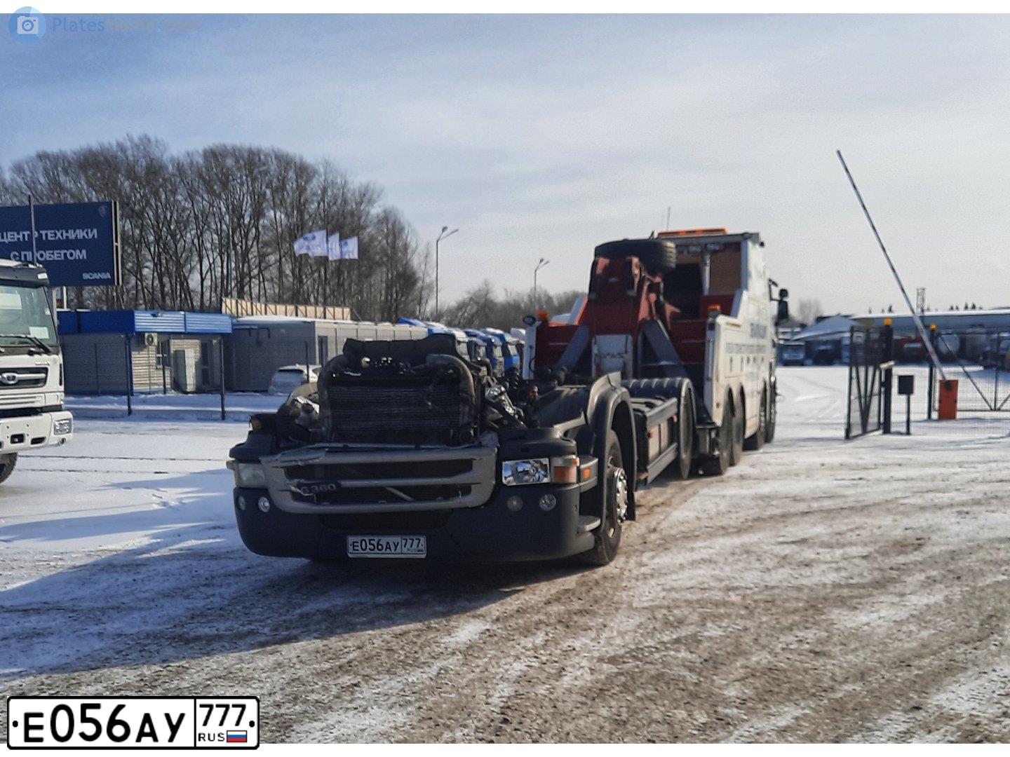 Фото автомобиля SCANIA SERIE G /4X2/, 2013 — госномер Е056АУ777. Цвет: Белый