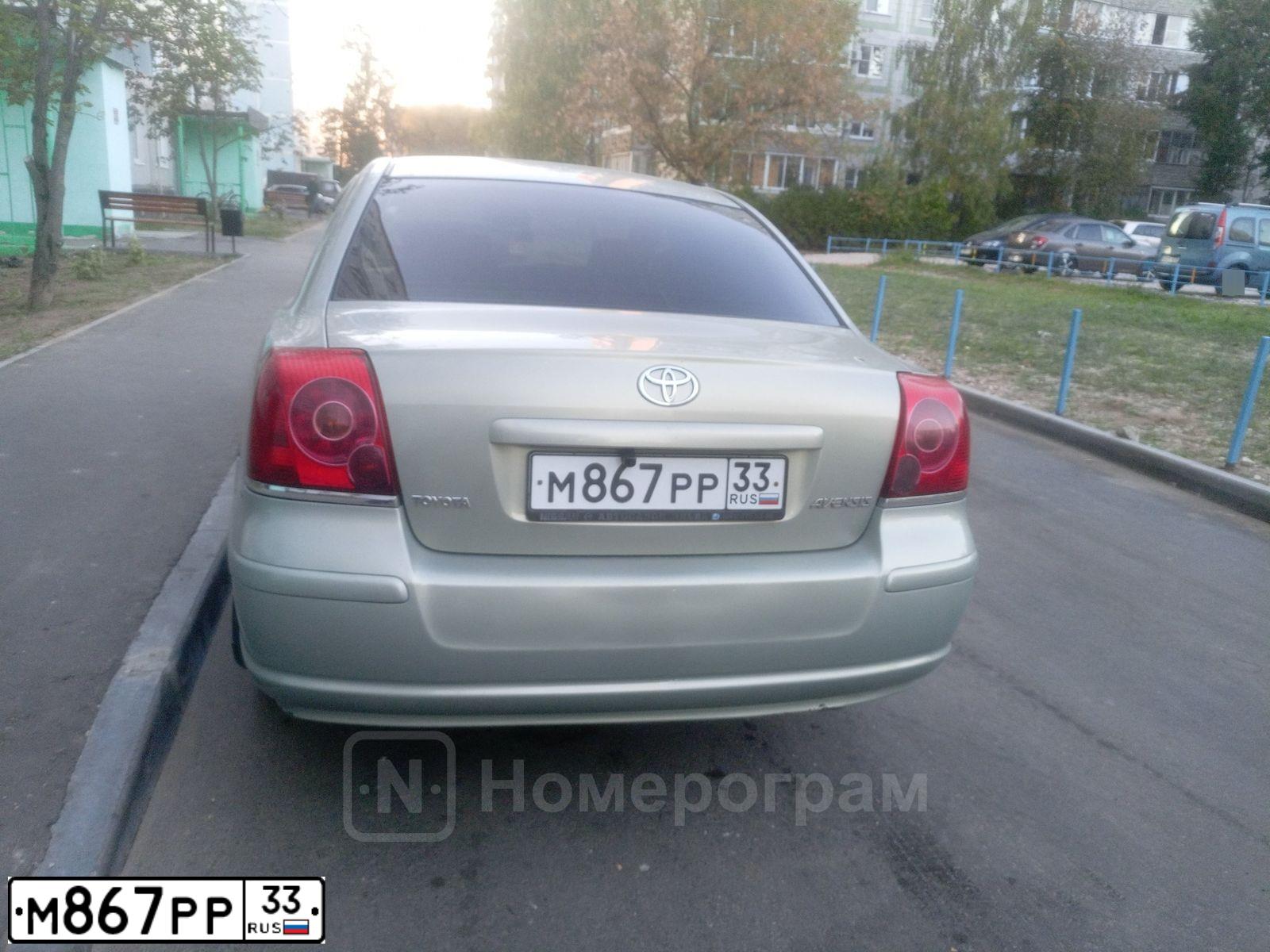 Фото автомобиля TOYOTA AVENSIS, 2003 — госномер Е787ХТ33. Цвет: СВЕТЛО-ЗЕЛЕНЫЙ