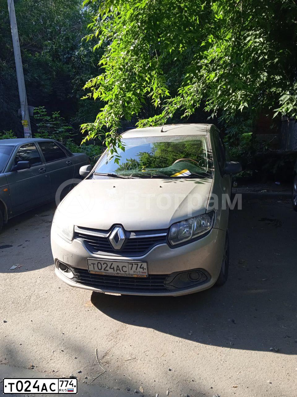 Фото автомобиля RENAULT T LOGAN, 2017 — госномер А830АА174. Цвет: БЕЖЕВЫЙ