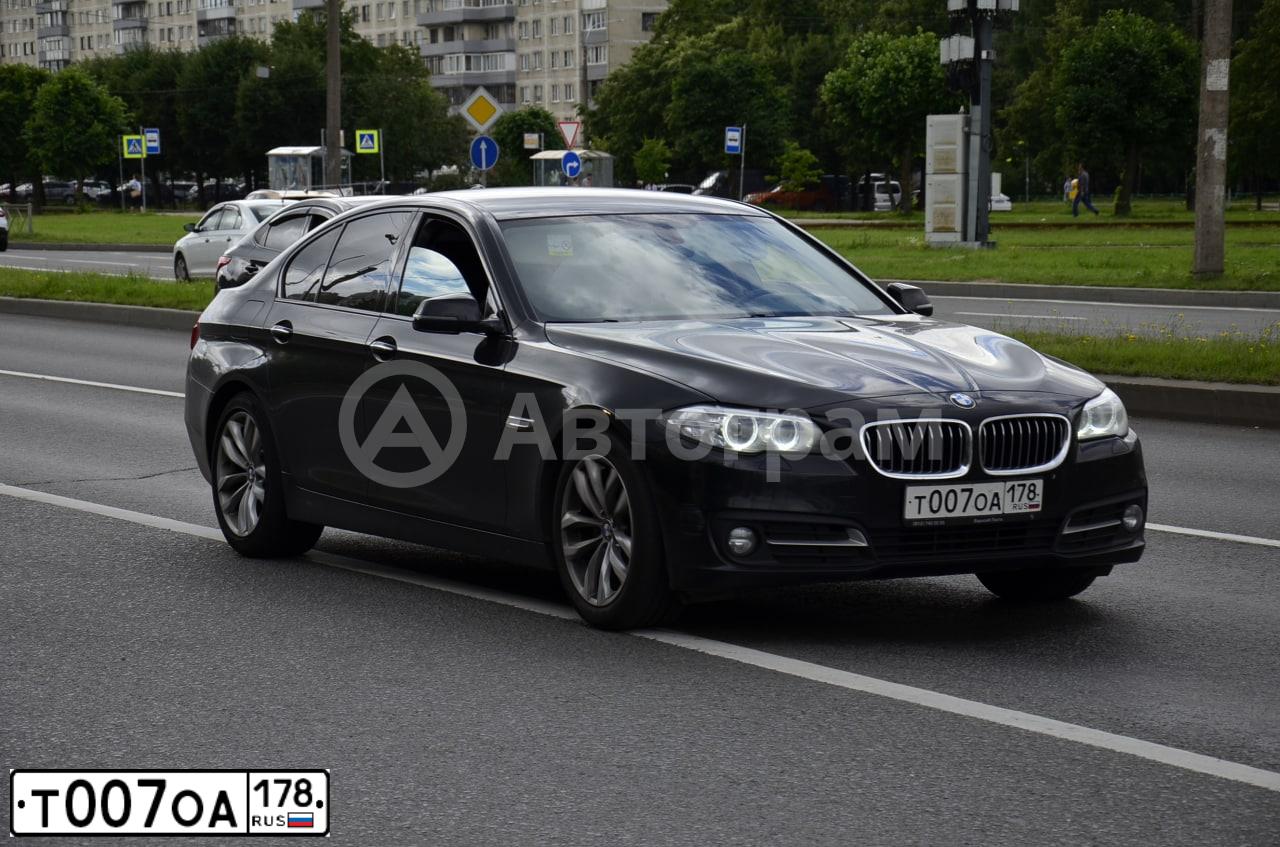 Фото автомобиля BMW SERIE 5, 2015 — госномер Т007ОА178. Цвет: ЧЕРНЫЙ
