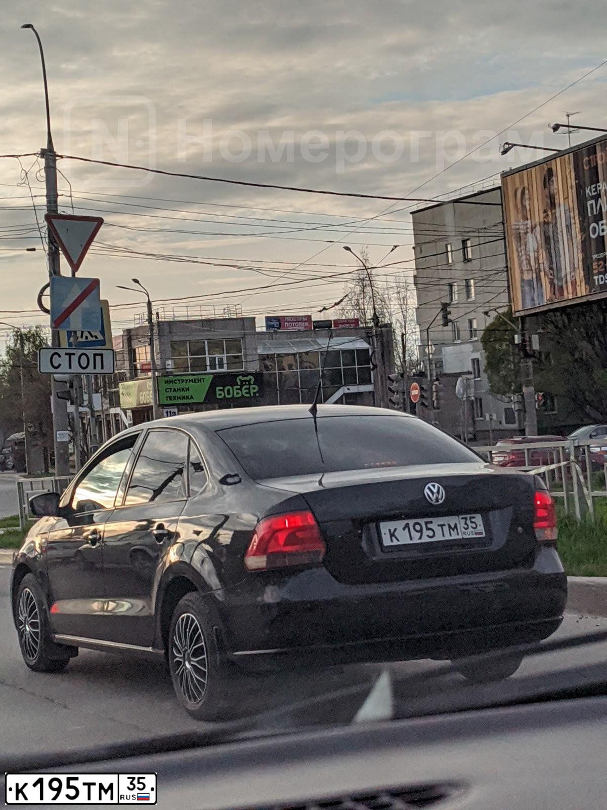 Фото автомобиля VOLKSWAGEN POLO, 2012 — госномер К195ТМ35. Цвет: ЧЕРНЫЙ