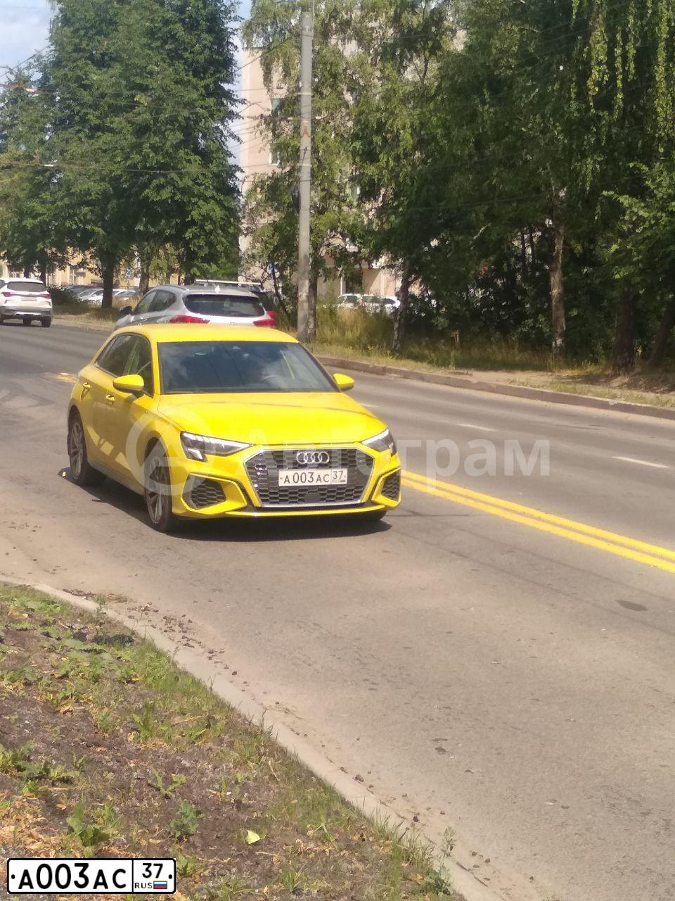 Фото автомобиля AUDI A3, 2021 — госномер Х361ХТ797. Цвет: ЖЕЛТЫЙ