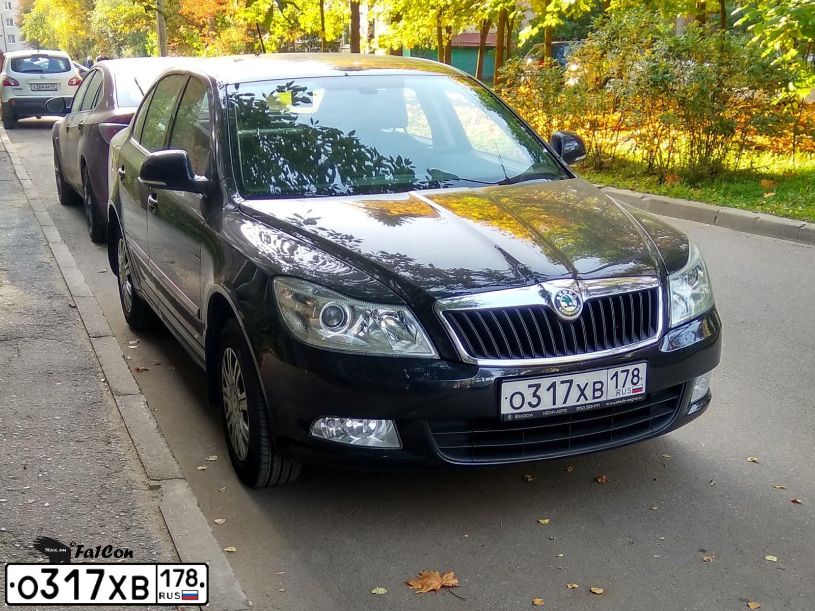 Фото автомобиля SKODA OCTAVIA, 2013 — госномер О317ХВ178. Цвет: ЧЕРНЫЙ