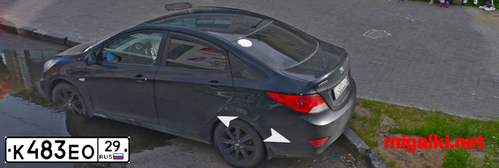Фото автомобиля HYUNDAI SOLARIS, 2011 — госномер К483ЕО29. Цвет: ЧЕРНЫЙ
