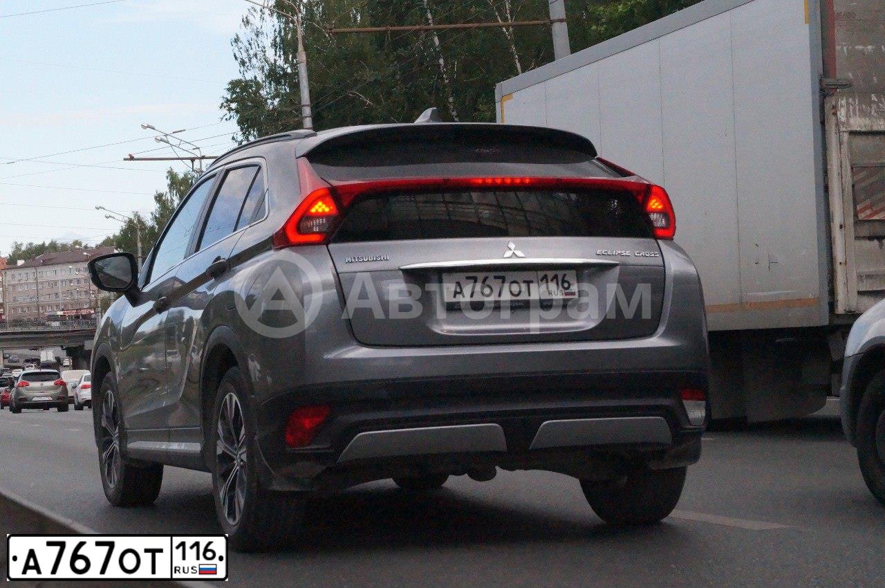 Фото автомобиля MITSUBISHI ECLIPSE CROSS, 2018 — госномер А767ОТ116. Цвет: СЕРЫЙ