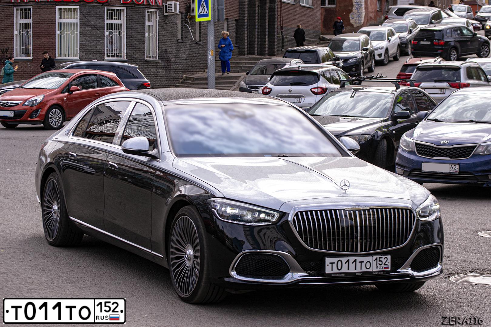 Фото автомобиля МЕРСЕДЕС-БЕНЦ S580 MAYBACH, 2022 — госномер Т011ТО152. Цвет: СЕРЫЙ ЧЕРНЫЙ