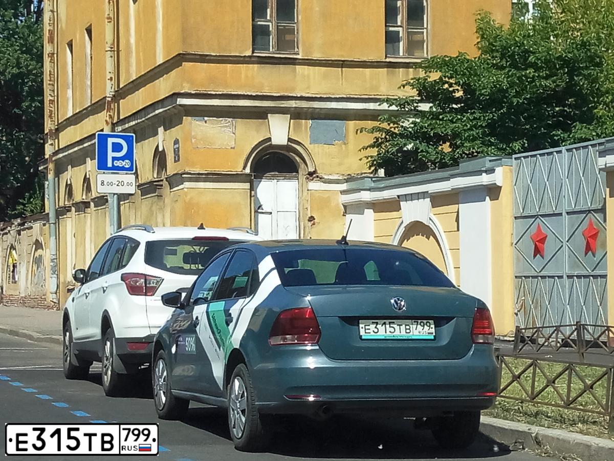 Фото автомобиля VOLKSWAGEN POLO, 2019 — госномер Е315ТВ799. Цвет: СЕРО-СИНИЙ