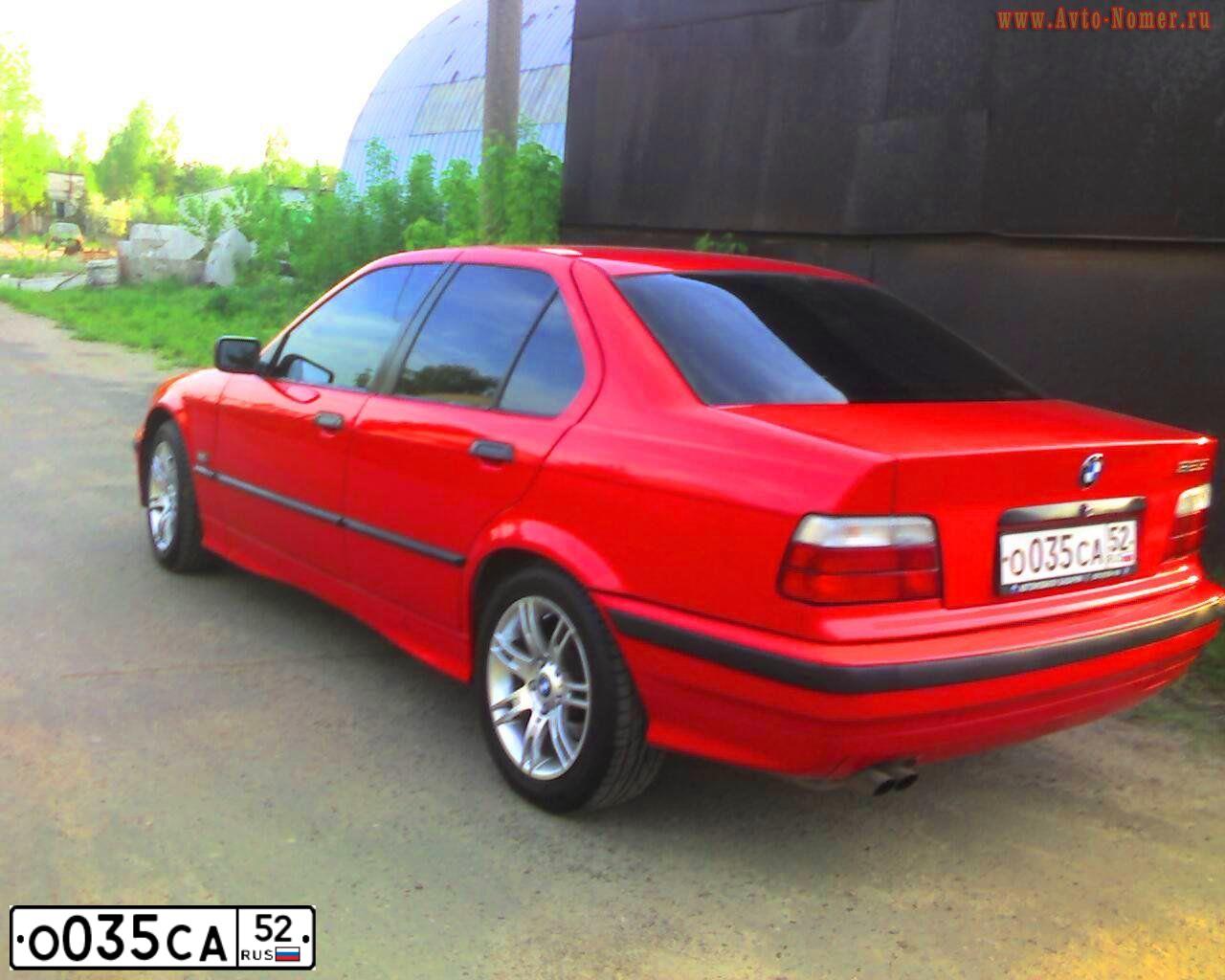 Фото автомобиля BMW SERIE 3, 1992 — госномер О035СА52. Цвет: КРАСНЫЙ