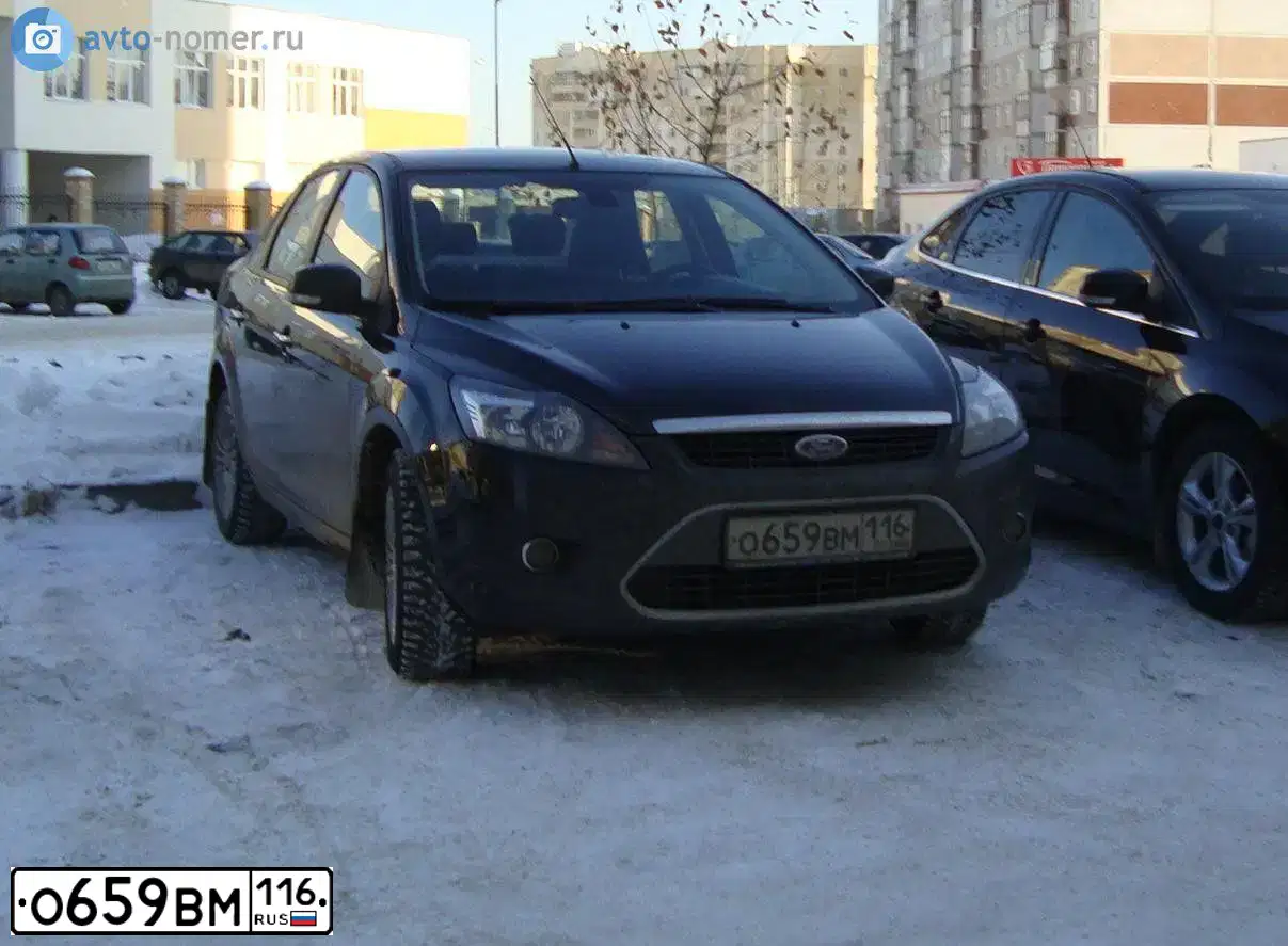 Фото автомобиля FORD FOCUS, 2011 — госномер О659ВМ116. Цвет: ЧЕРНЫЙ